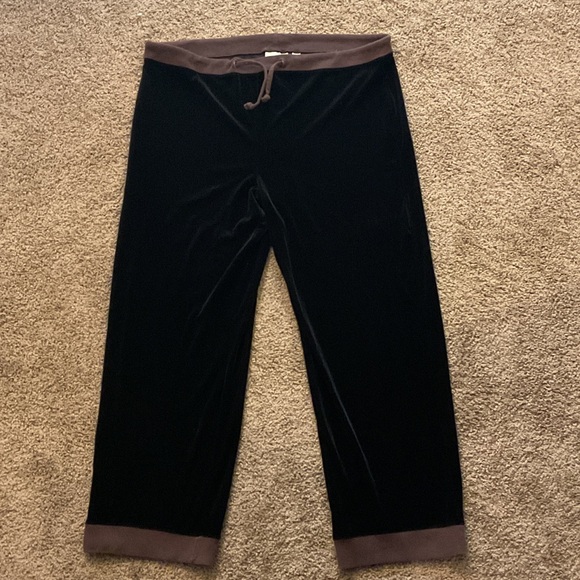 Victoria's Secret Pants - Victoria's Secret Black Velvet Joggers with Brown Trim